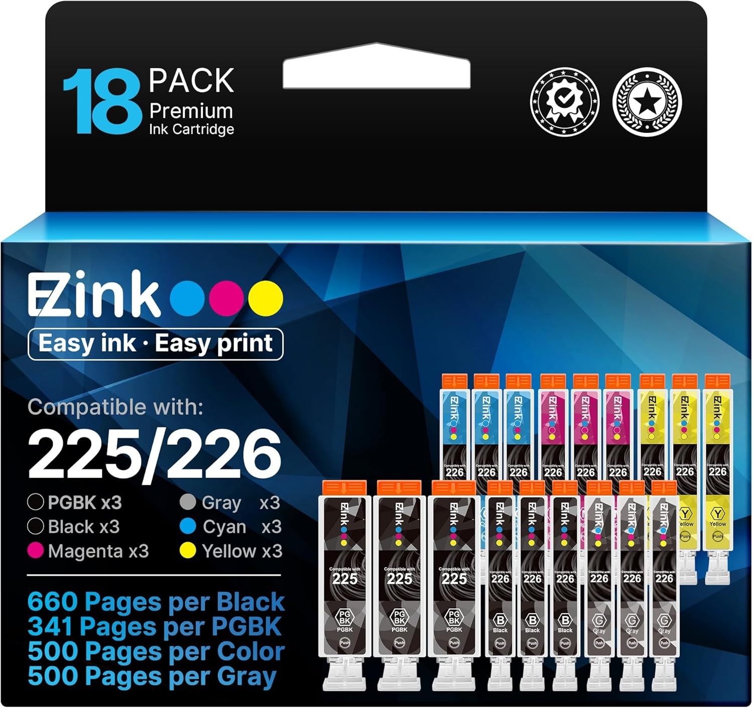 E-Z Ink Compatible Ink Cartridge Replacement for Canon PGI-225 CLI-226 ...