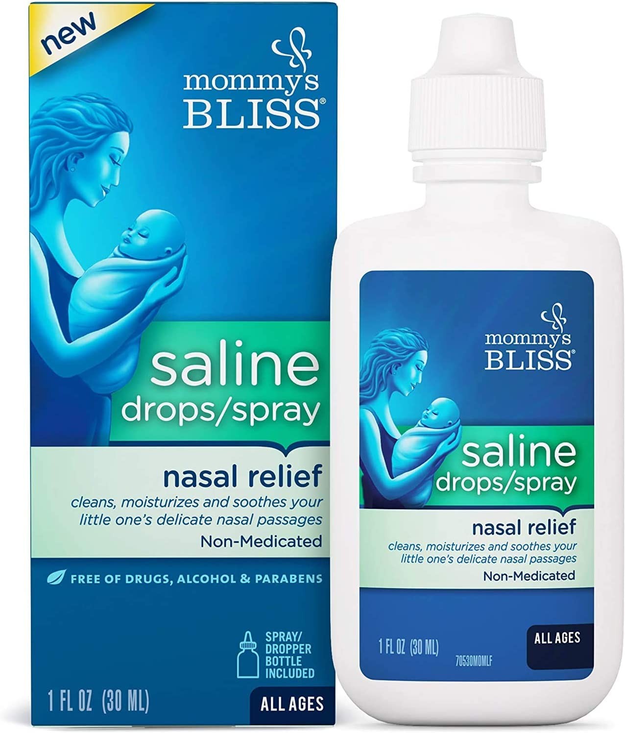 Mommy's Bliss Saline Drops/Spray, Nasal Relief for Newborns & Up, 1 Fl