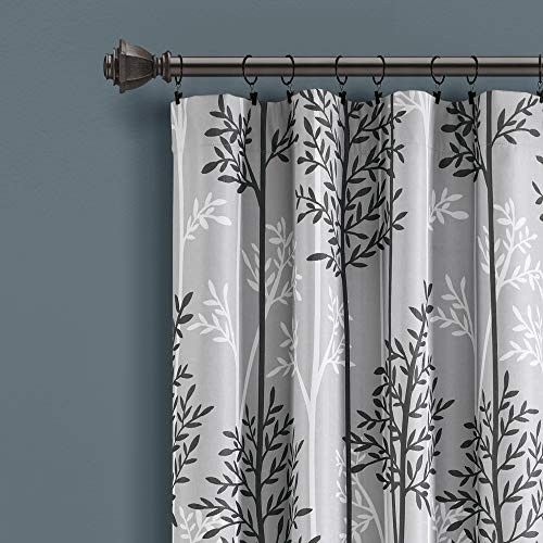 Lush Decor Gray Linear Tree Blackout Grommet Window Curtain Panel Pair
