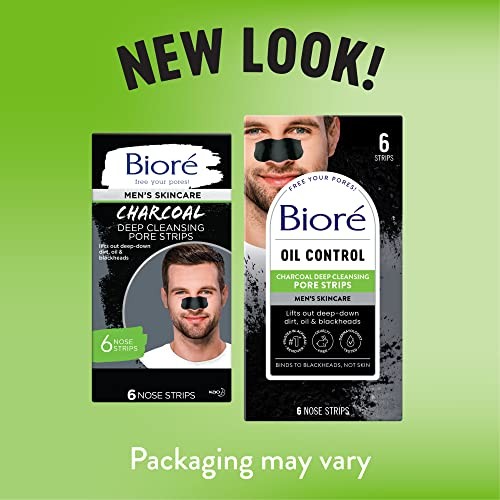 Bioré Men's Blackhead Remover Pore Strips, Charcoal Deep Cleansing Nose