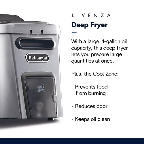 DeLonghi Livenza Deep Fryer, Silver 1Gallon Oil Capacity EasyClean