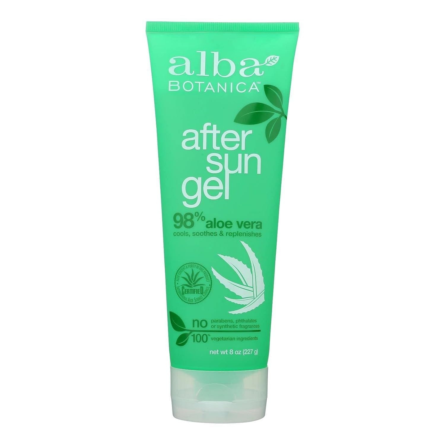 Alba Botanica Aloe Vera Gel for Skin, Cooling After Sun Treatment for