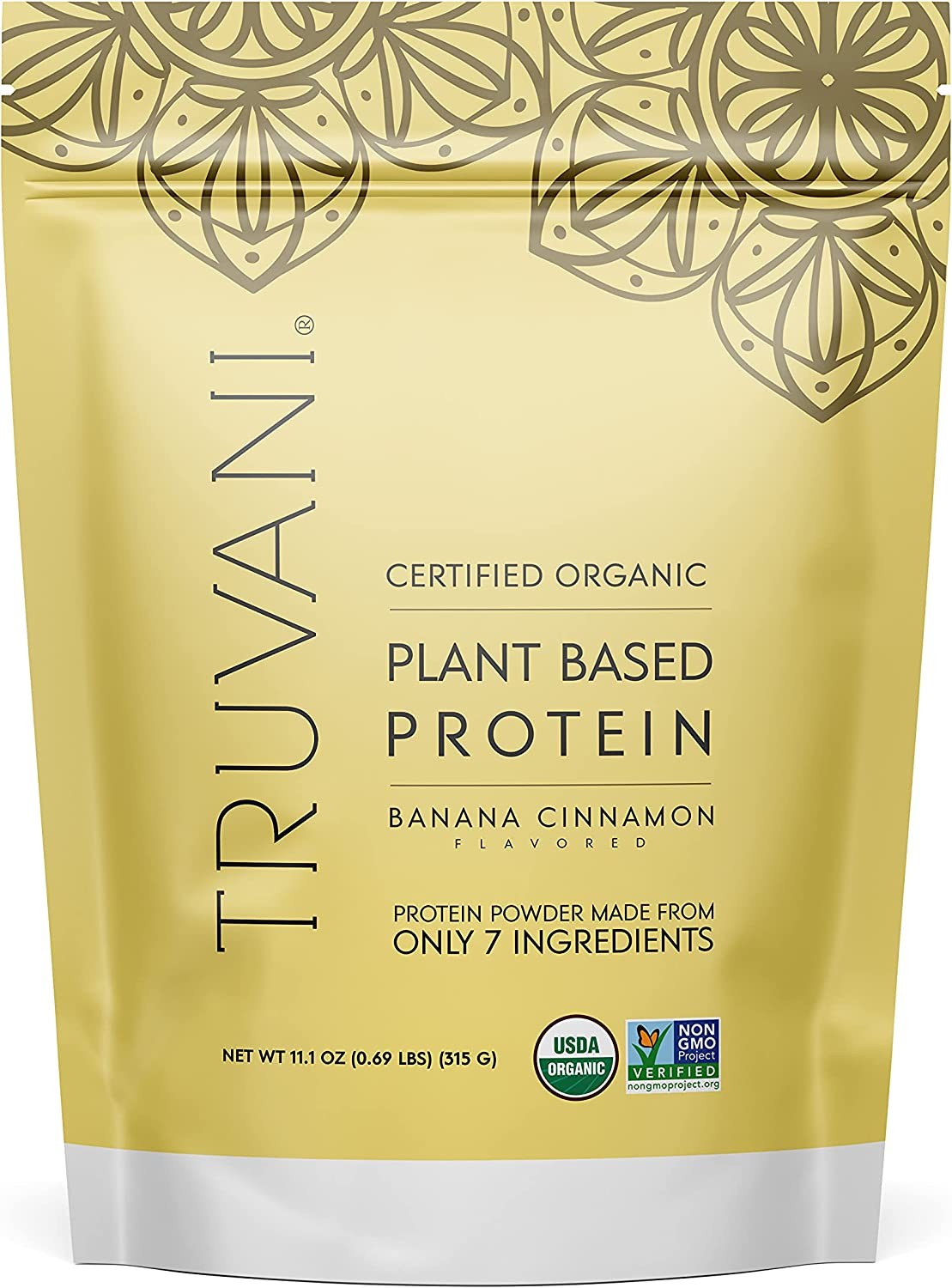 Truvani Vegan Pea Protein Powder Banana Cinnamon 20g Organic Plant