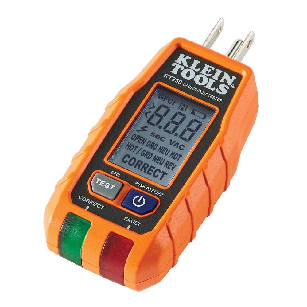 Klein Tools RT250 GFCI Outlet Tester with LCD Display, Electric Voltage Tester for Standard 3