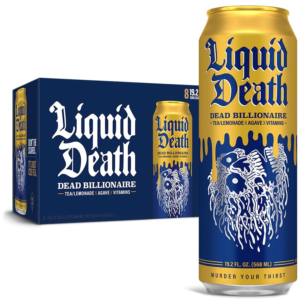 Liquid Death Iced Black Tealemonade Dead Billionaire Aka Armless Palmer 192oz King Size