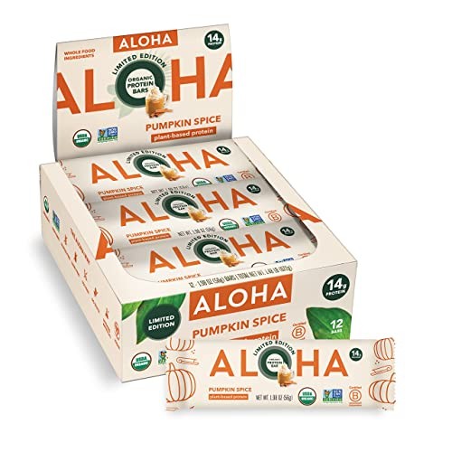 ALOHA Organic Plant Based Protein Bars Pumpkin Spice, Vegan, Low