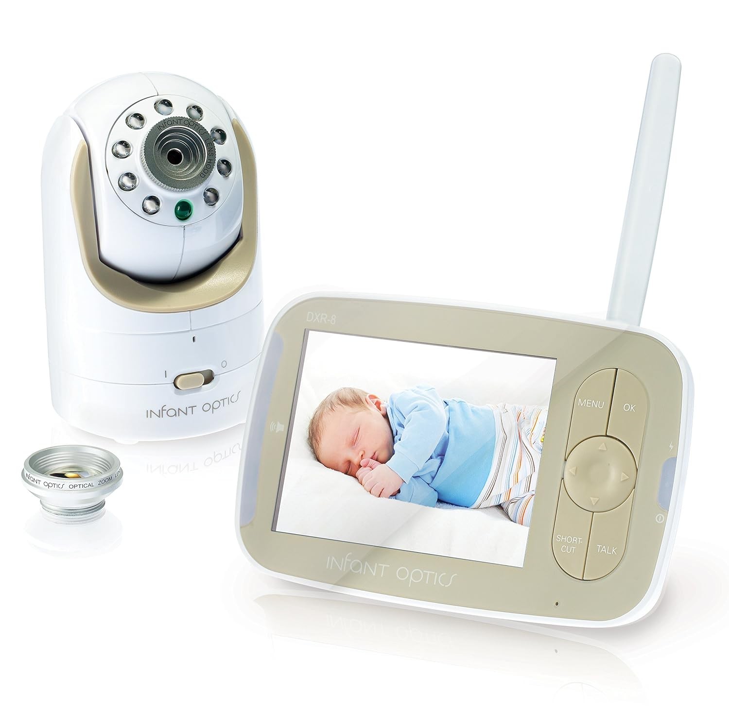 Infant Optics DXR-8 480p Video Baby Monitor, Non-WiFi Hack-Proof FHSS  Connection, Interchangeable Lenses, Pan Tilt Zoom, LED Sound Bar, Night  Vision, and Two-way Talk, low battery Best Deals and Price History at