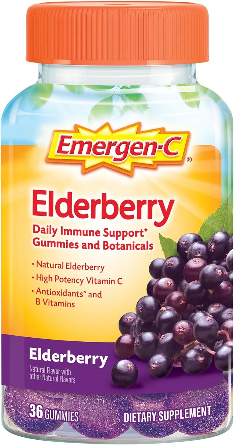 EmergenC Elderberry Gummies, Elderberry Immune Support Natural Flavors