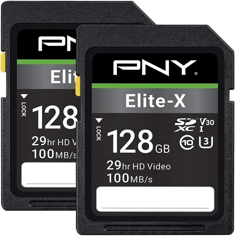 PNY 128GB Elite-X Class 10 U3 V30 SDXC Flash Memory Card 2-Pack - 100MB ...