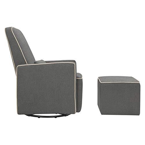 DaVinci Olive Upholstered Swivel Glider with Bonus Ottoman in Polyester