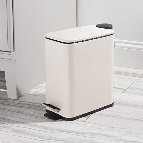 mDesign Slim Metal Rectangle 1.3 Gallon/5 Liter Trash Can with Step
