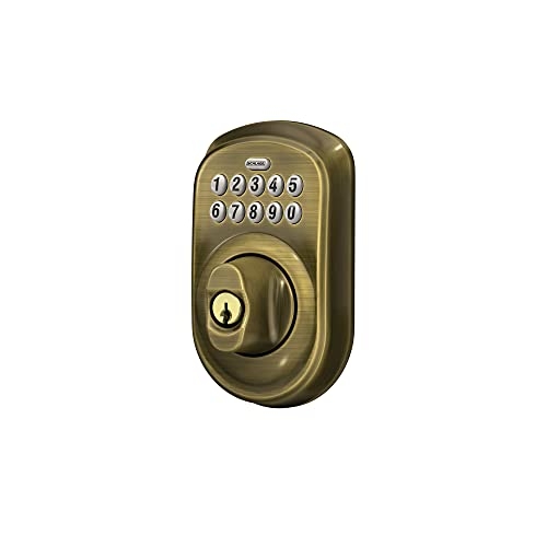 Schlage BE365 V PLY 609 Plymouth Keypad Deadbolt, Electronic Keyless