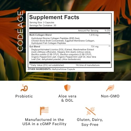 Codeage Multi Collagen + Gut Blend Supplement Digestive Probiotics