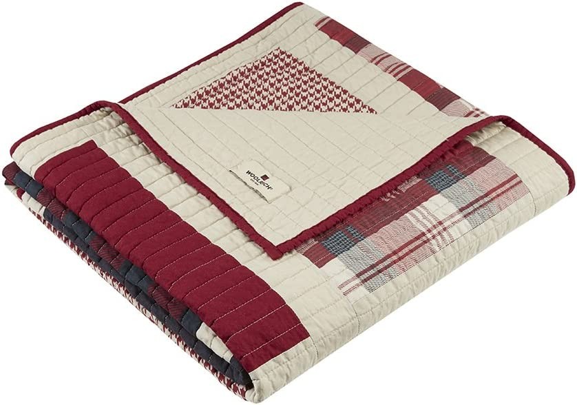Woolrich Luxury Quilted Throw Cabin Lifestyle, Patchwork with Moose