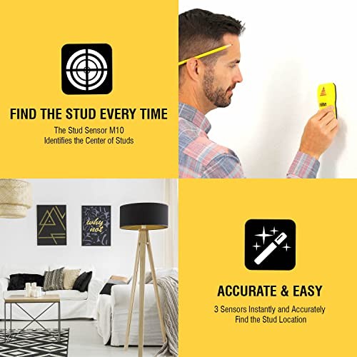 Franklin Sensors ProSensor M10 Stud Finder with 3Sensors, Wood & Metal