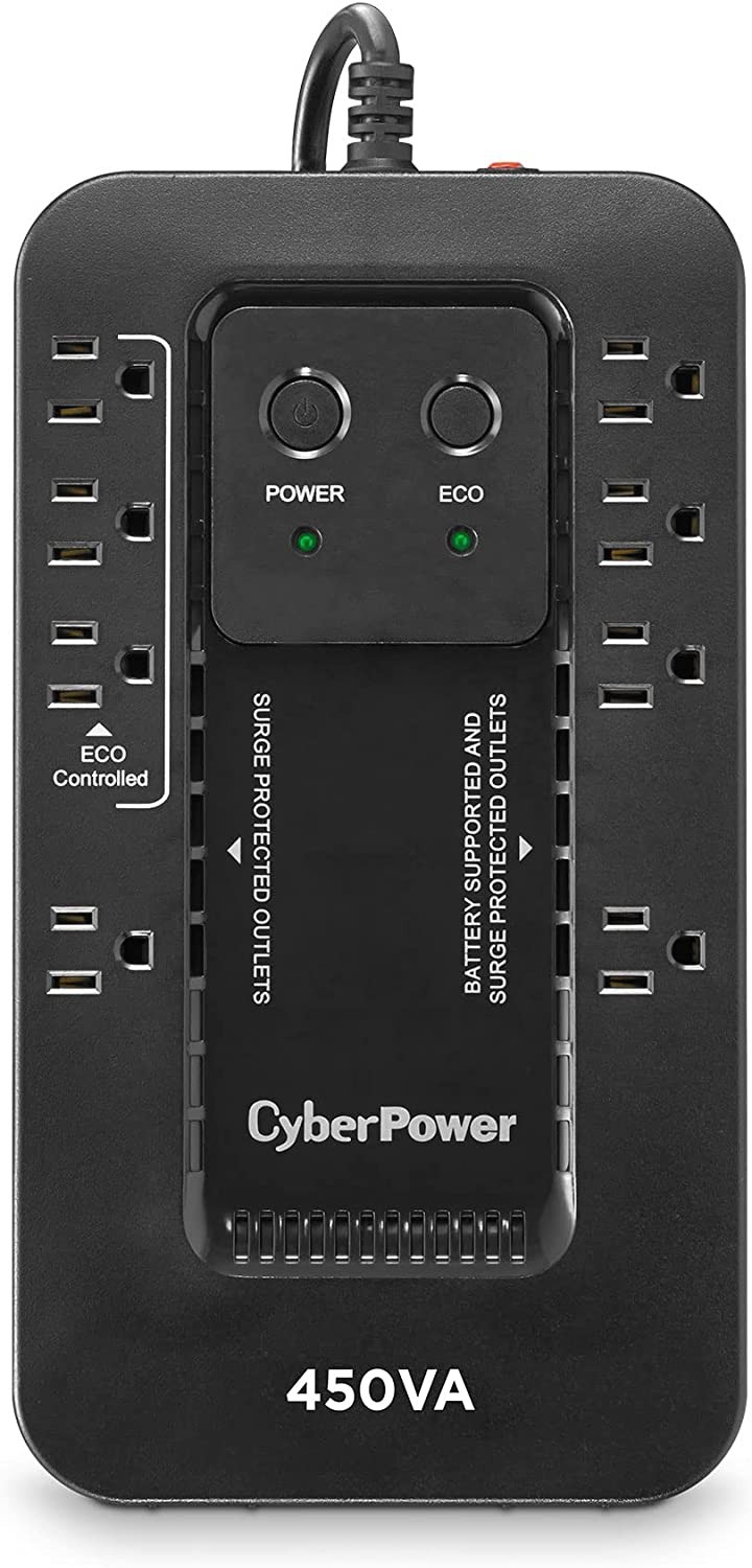 CyberPower EC450G Ecologic Battery Backup & Surge Protector UPS System, 450VA/260W, 8 Outlets