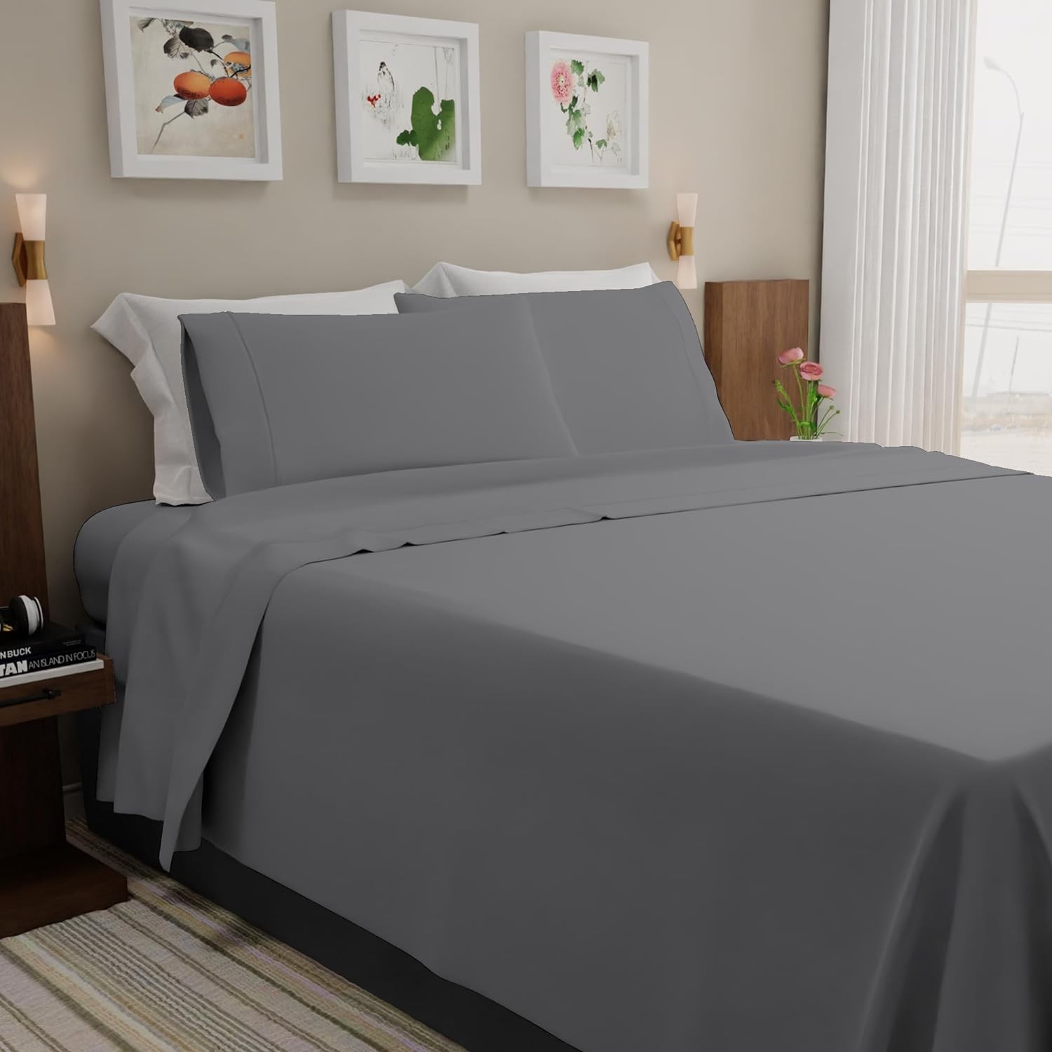 Purity Home 400 Thread Count 100 Cotton Sheets, Cooling Percale Queen