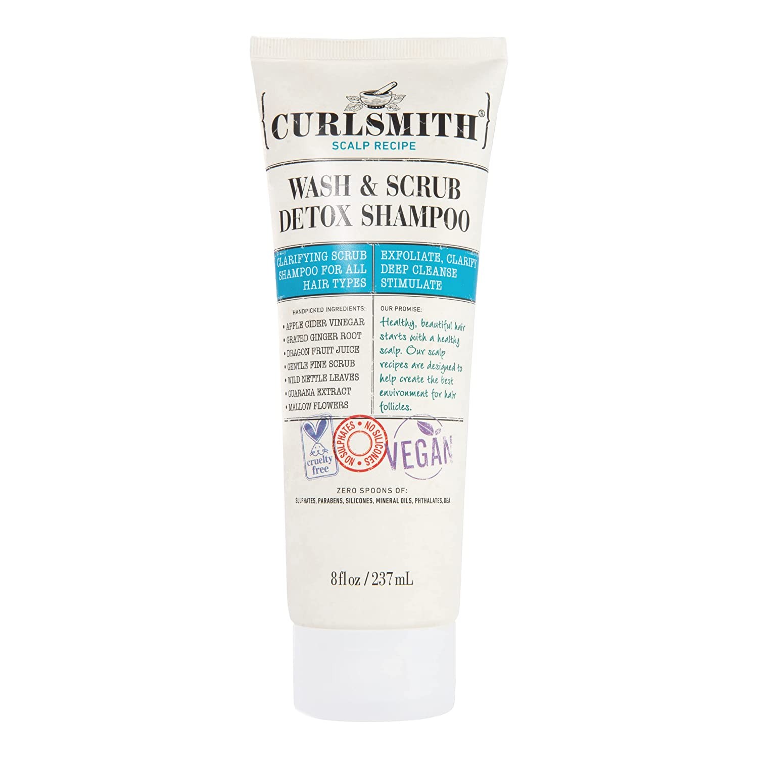 CURLSMITH Wash & Scrub Detox Shampoo Vegan Exfoliating Clarifying