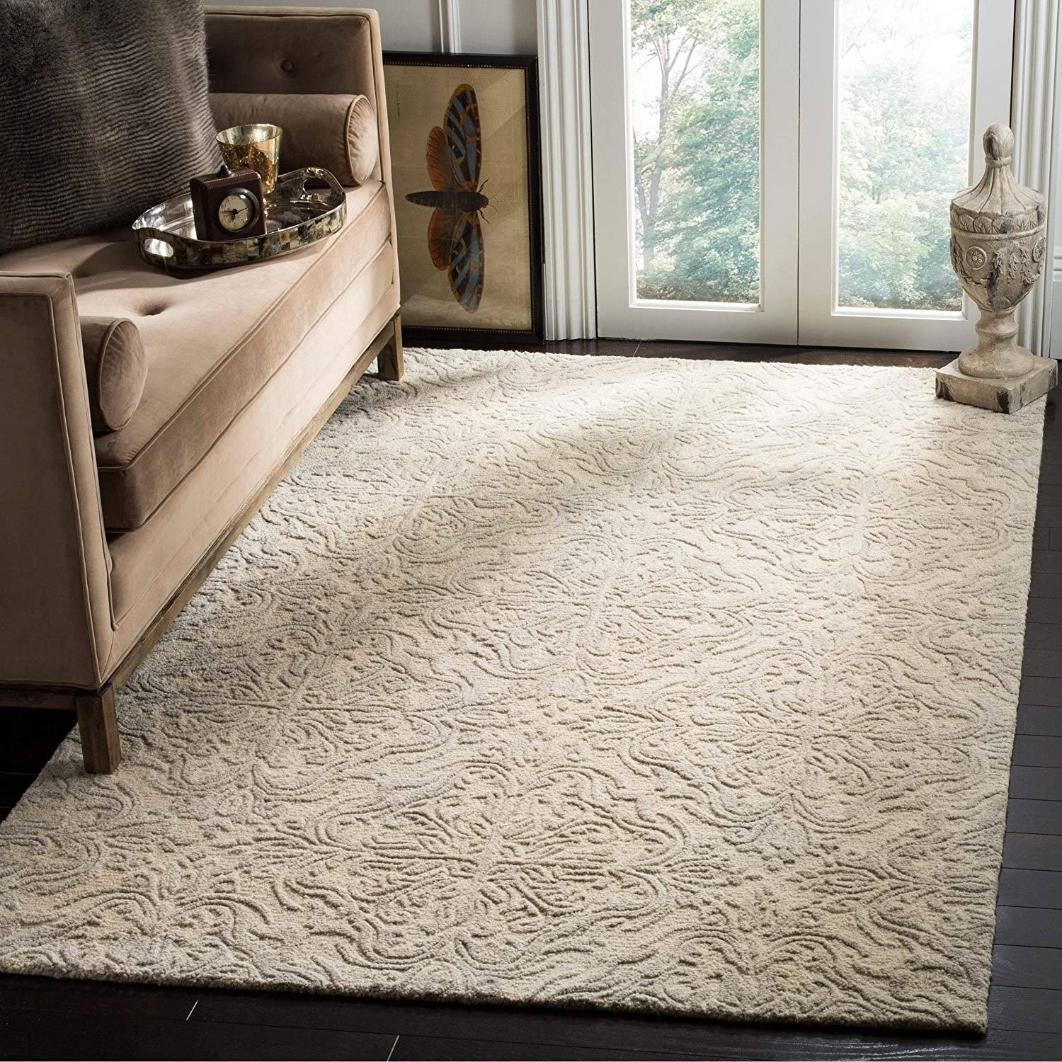 SAFAVIEH Blossom Collection 8' x 10' Ivory/Grey BLM103A Handmade ...