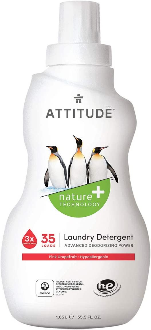ATTITUDE Hypoallergenic Laundry Detergent, Liquid, Nontoxic, ECOLOGO