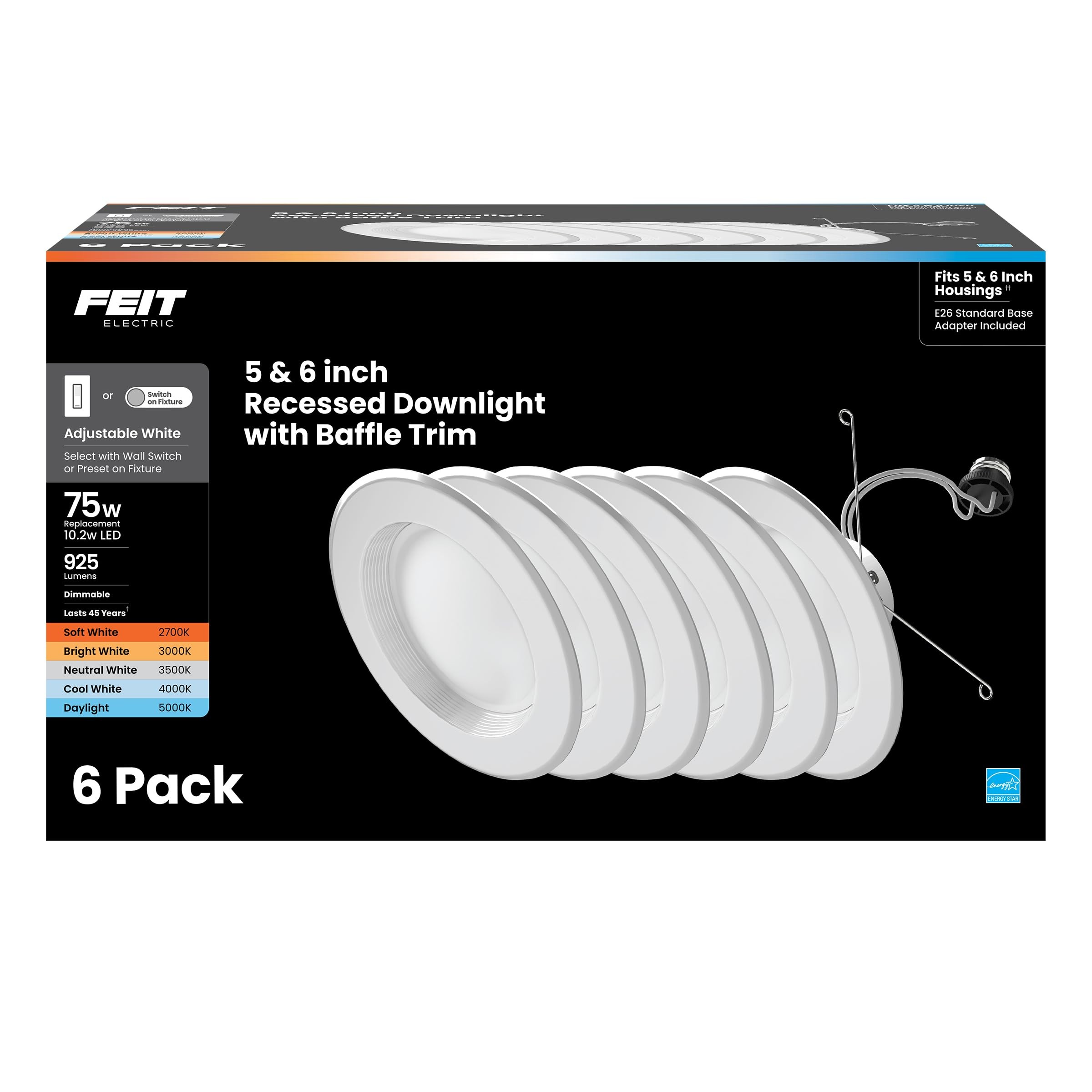 Feit Electric LED Recessed Light Retrofit Kit - 5/6 in Dimmable with
