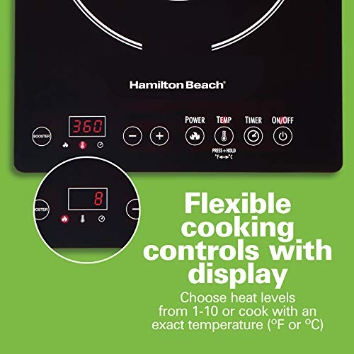 Hamilton Beach Portable Single Induction Cooktop Countertop Burner Hot