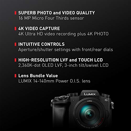 Panasonic LUMIX G7 4K Mirrorless Camera, with 14140mm Power O.I.S