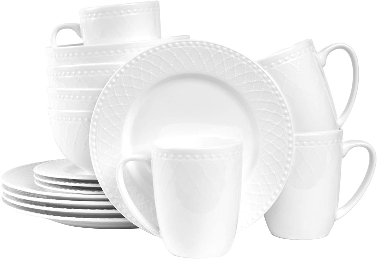 Stone Lain Alexandria 32Piece Dinnerware Set Bone China, White Best