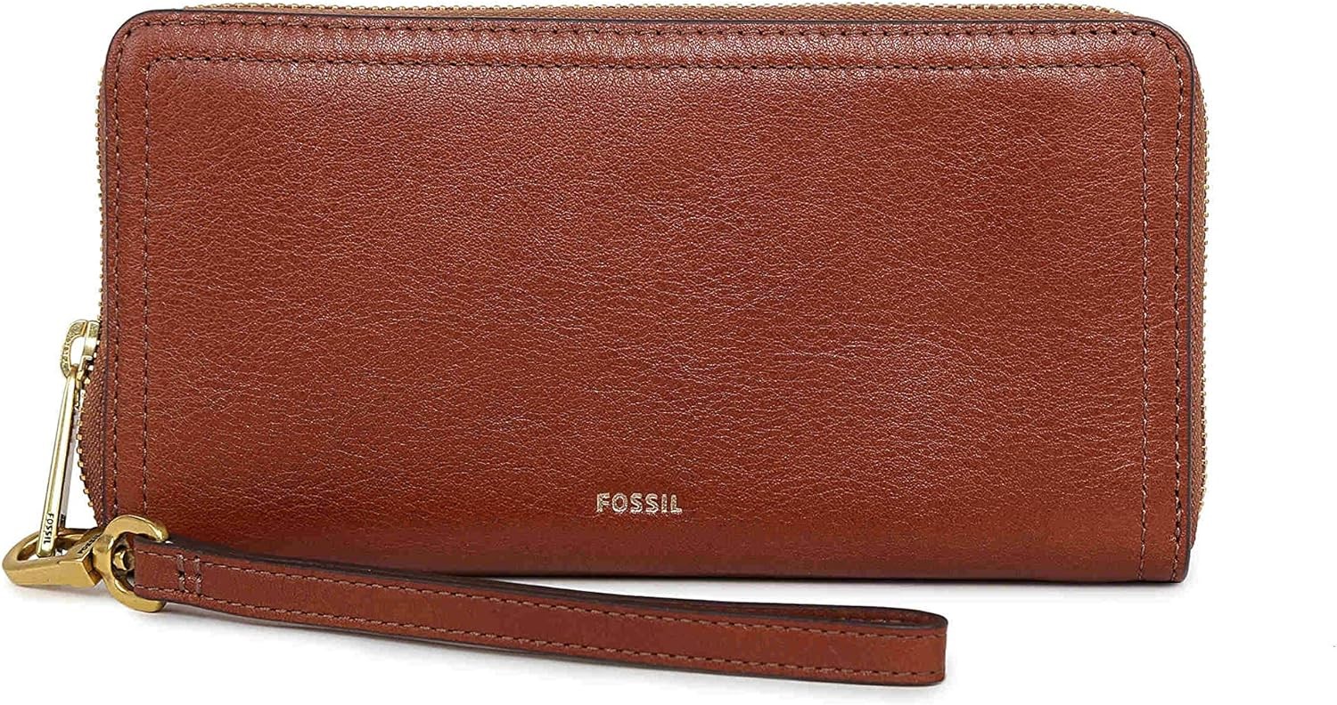 Fossil Women's Logan Leather RFIDBlocking Zip Around Clutch Wallet