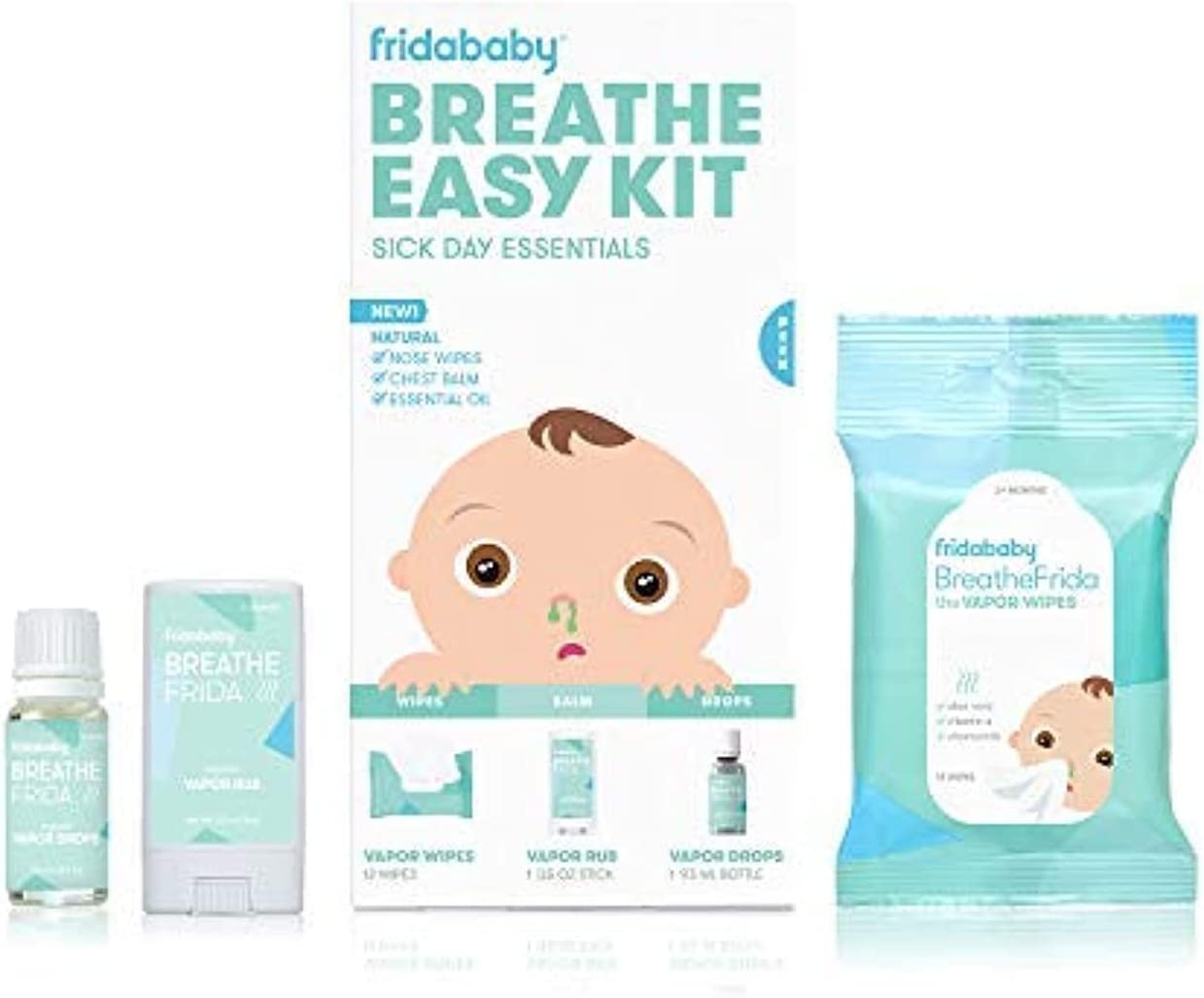 Frida Baby Breathe Easy Kit Sick Day Essentials Natural Vapor Wipes