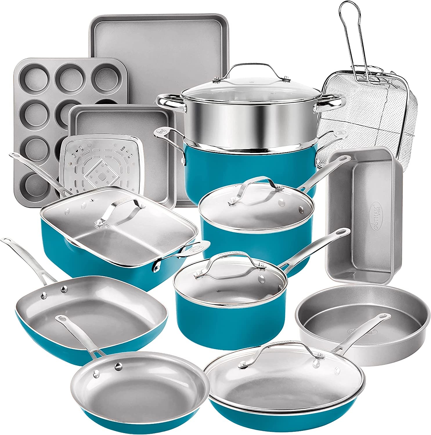 Cookware Post Gotham Steel 20 Piece Pots and Pans Set Nonstick Cookware Set, Pot and ...