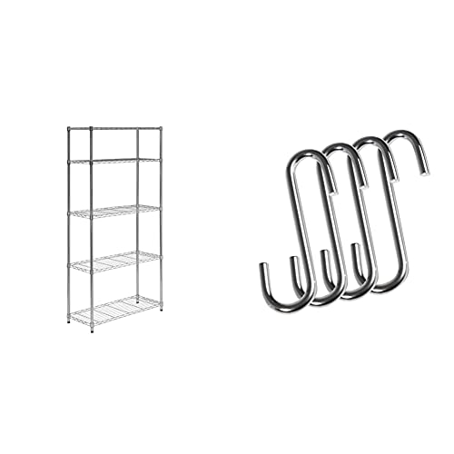 HoneyCanDo 5Tier Chrome HeavyDuty Adjustable Shelving Unit with 200