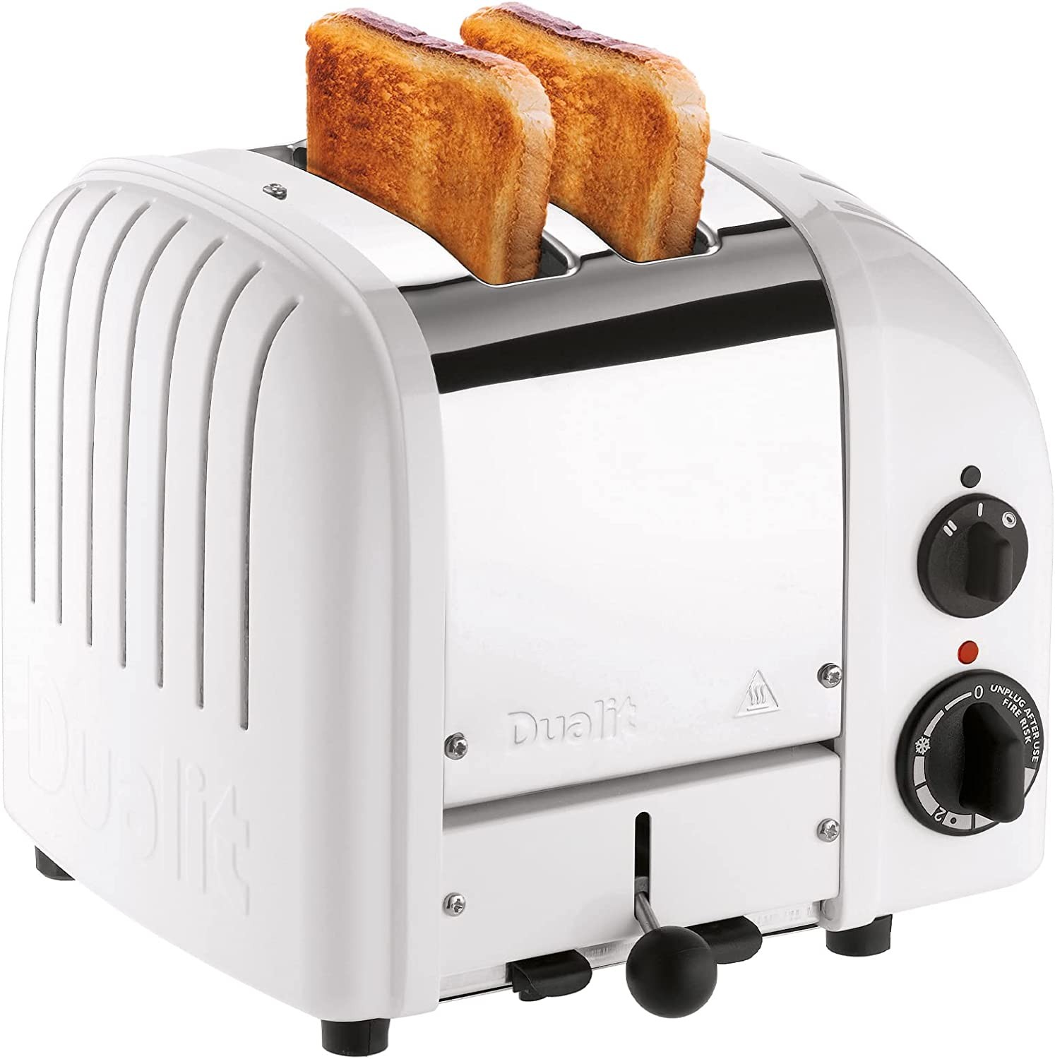 Dualit Classic 2 Slice NewGen Stainless Steel Toaster, White Hand