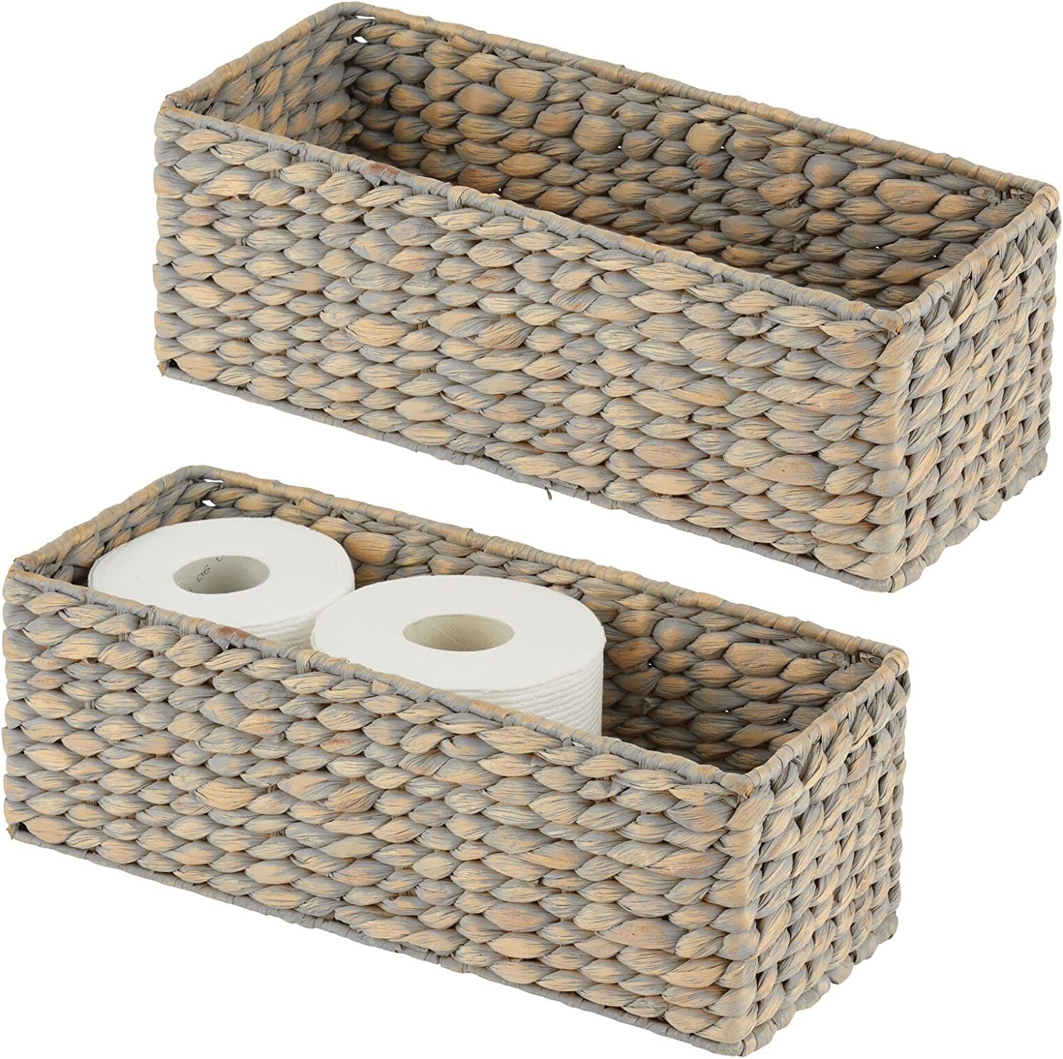 mDesign Woven Hyacinth Home Storage Basket for Cube Furniture, 4 Pack - Natural