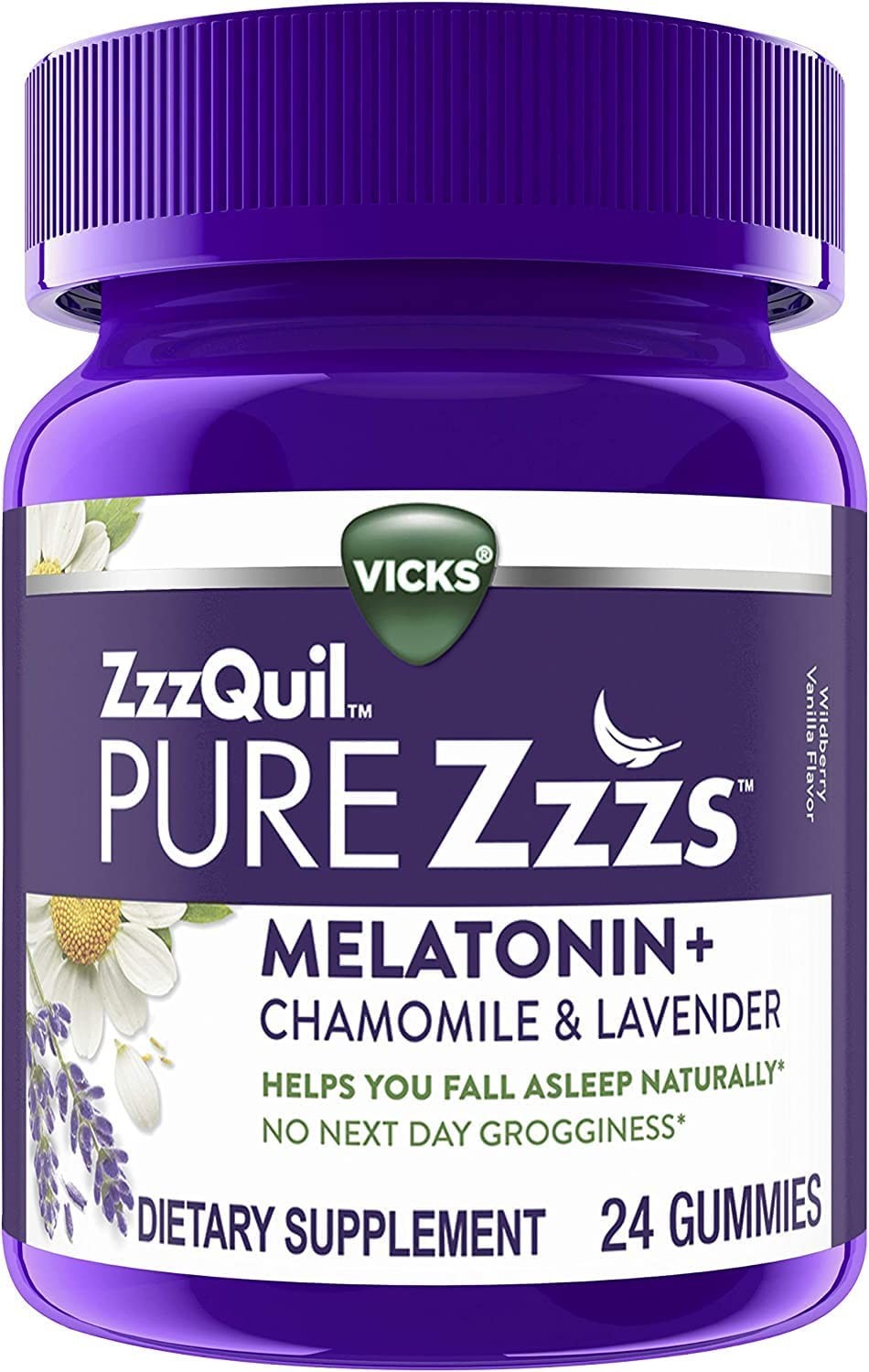 ZzzQuil Pure Zzzs Melatonin Sleep Chamomile Lavender, 24 Gummies (Pack ...