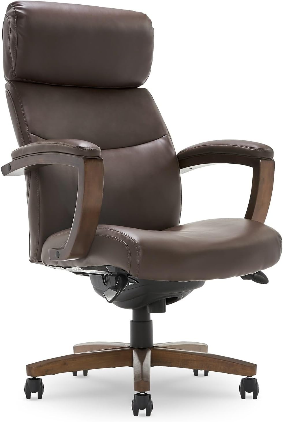 LaZBoy Greyson Modern Executive Office Chair, Solid Wood Arms and