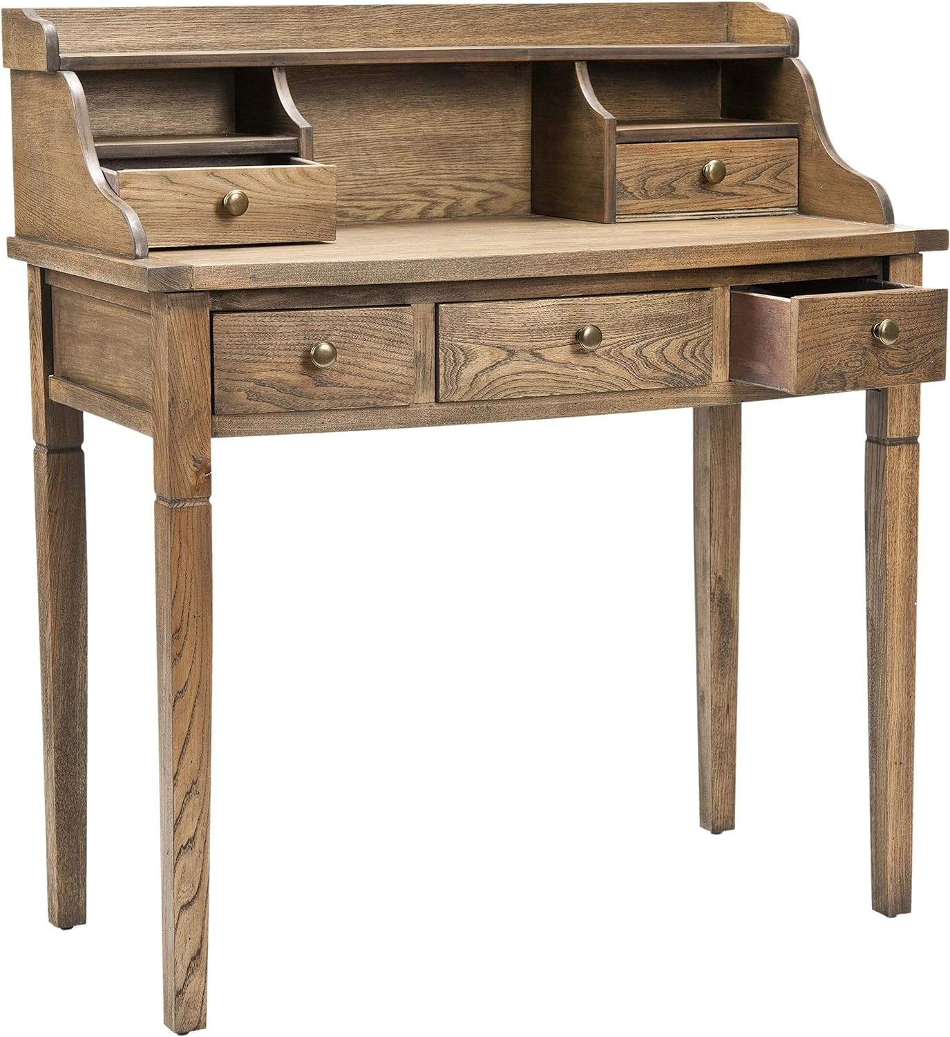 SAFAVIEH Landon 5 Drawer Writing Desk, Solid Contemporary Oak With