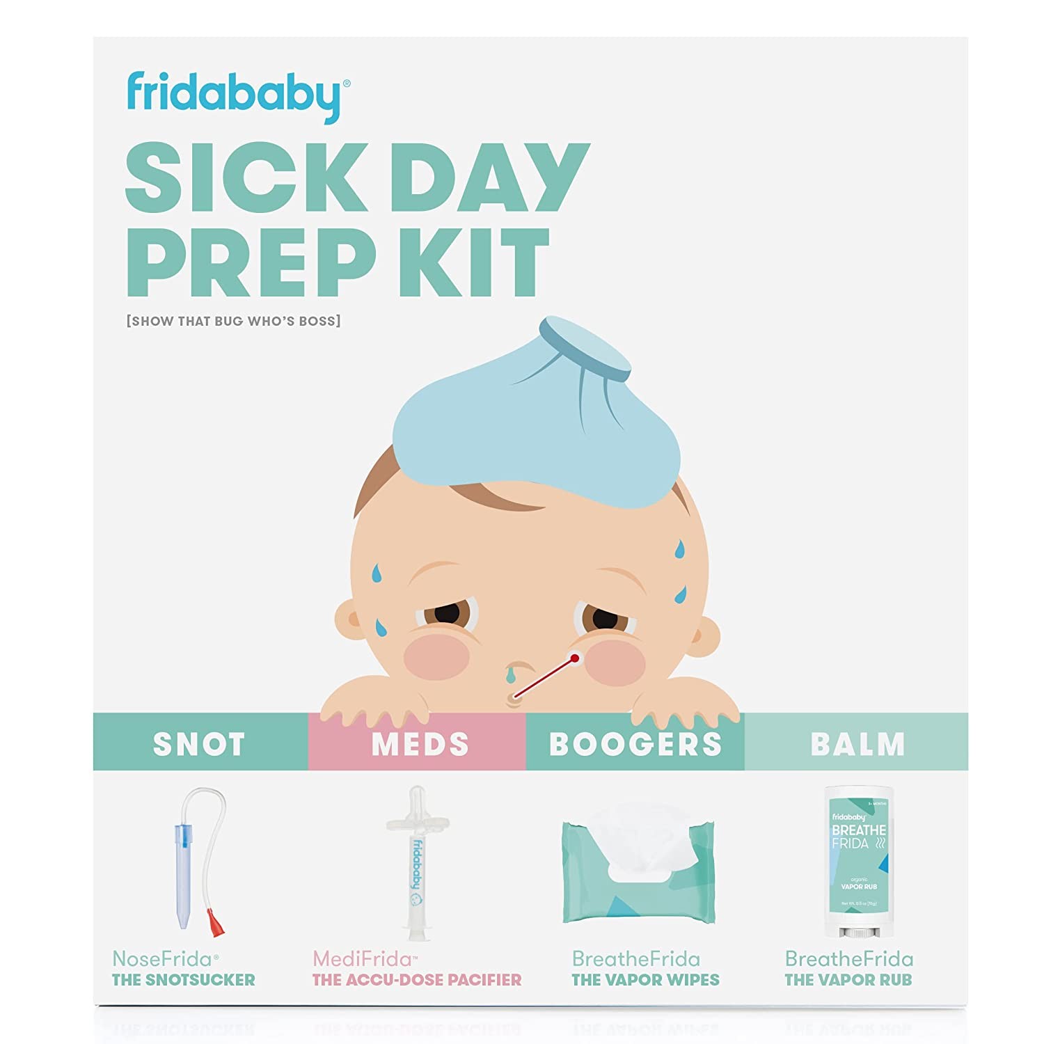 Frida Baby Sick Day Prep Kit Includes NoseFrida Nasal Aspirator, MediFrida Pacifier Medicine