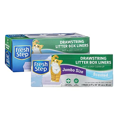 Fresh Step Drawstring Cat Litter Box Liners, Fresh Scent, Size Large