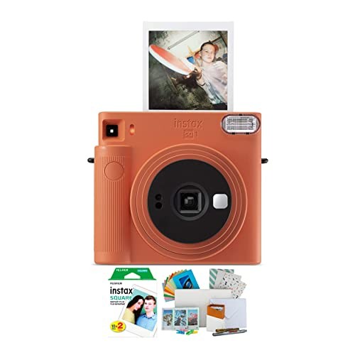 Fujifilm Instax Square SQ1 Instant Camera (Terracotta Orange) Bundle Film Double Pack with