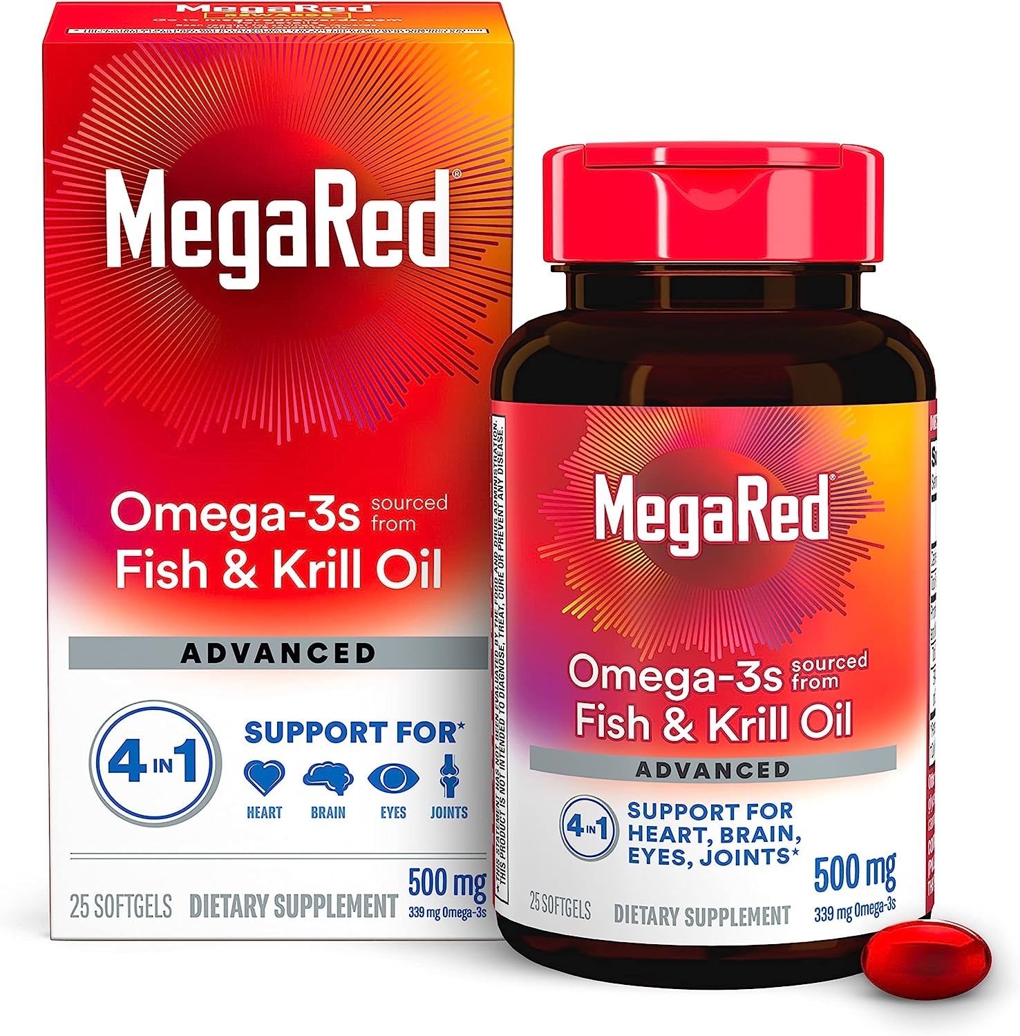 MegaRed Advanced 4in1 500mg, 25 softgels Concentrated Omega3 Fish