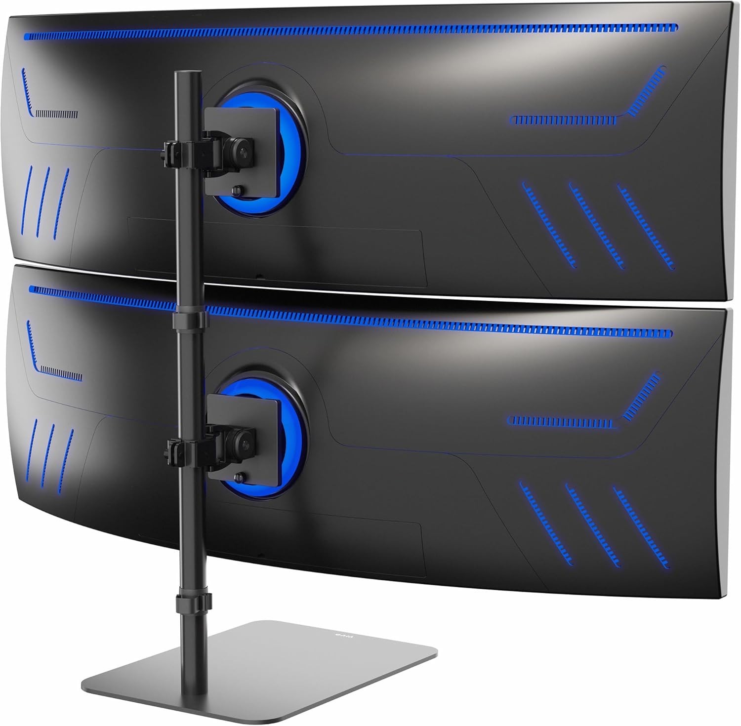 VIVO Freestanding Dual Vertically Stacked Ultra-Wide Monitor Desk Stand ...