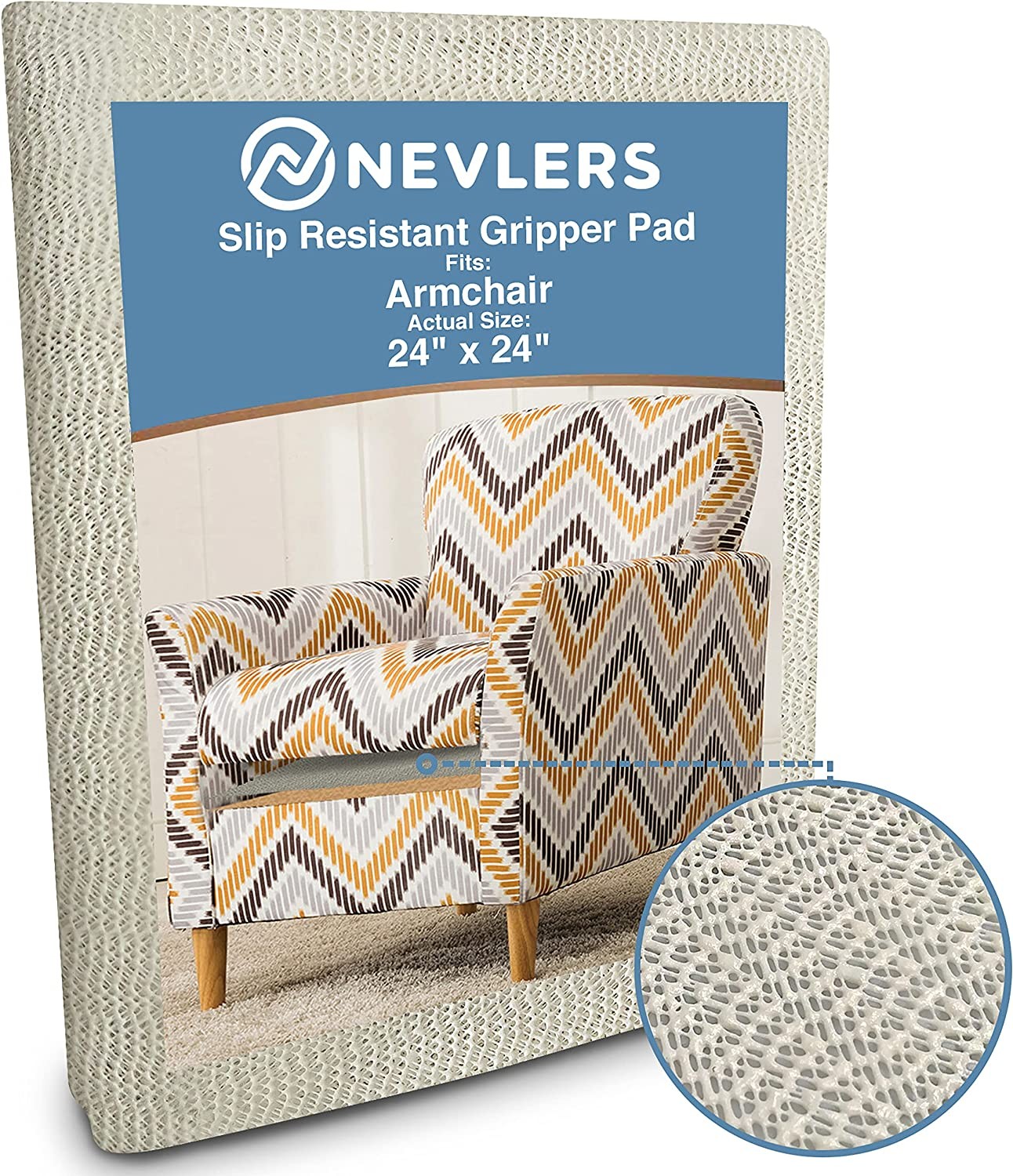 Nevlers 24"x 24" Couch Cushion Grip for Armchair Helps Keep Couch Cushions from Sliding