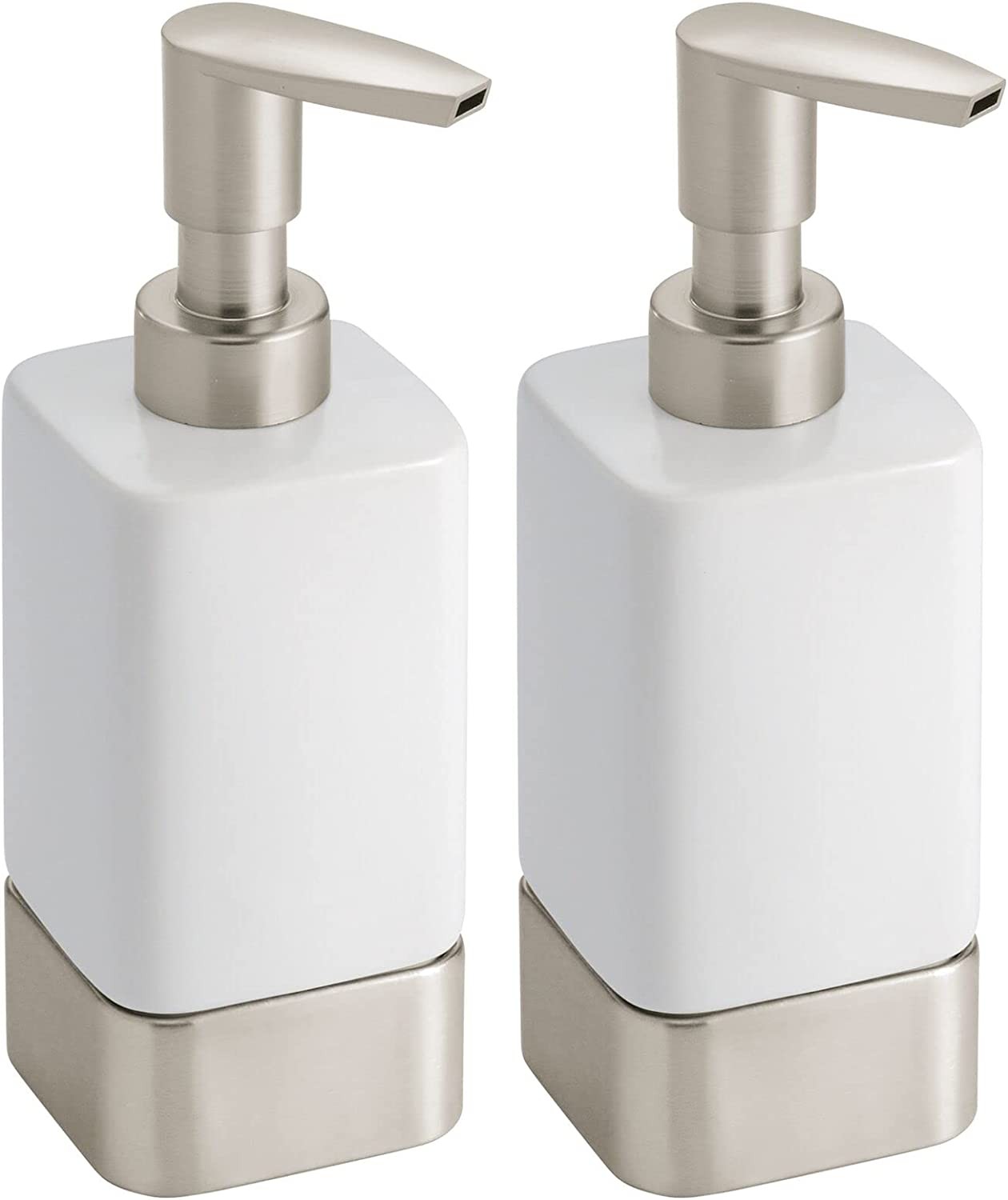 mDesign Square Ceramic Bathroom Soap Dispenser - Decorative, Modern ...