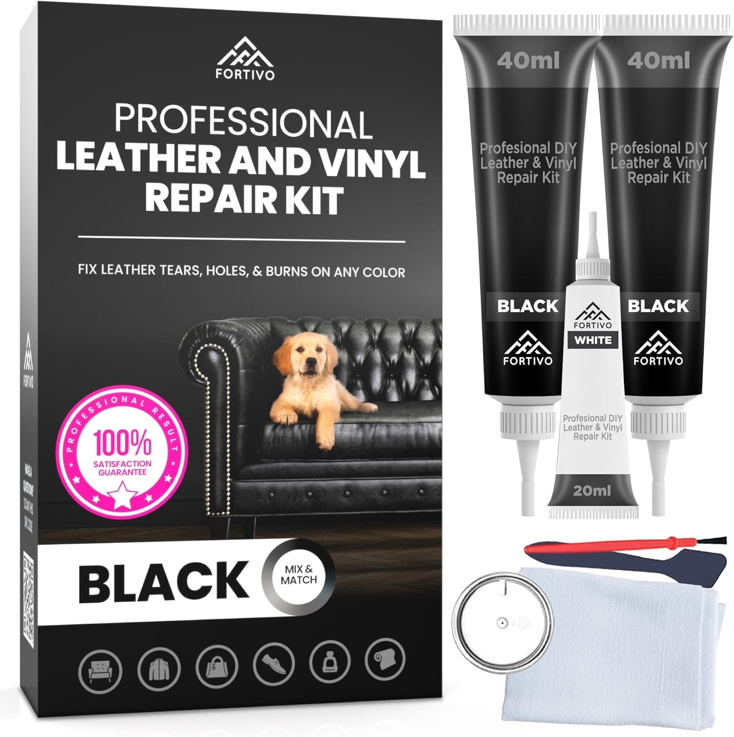 Black Leather Repair Kit, Vinyl Repair Kit, Leather Couch Repair Kit ...