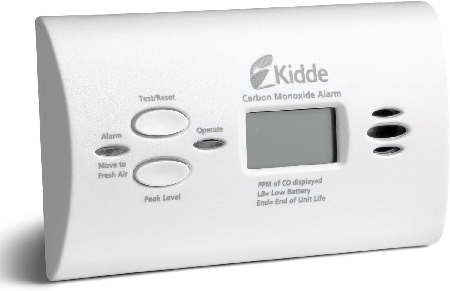 Kidde Carbon Monoxide Detector, AA Battery Powered CO Alarm with LEDs, TestReset Button, Low