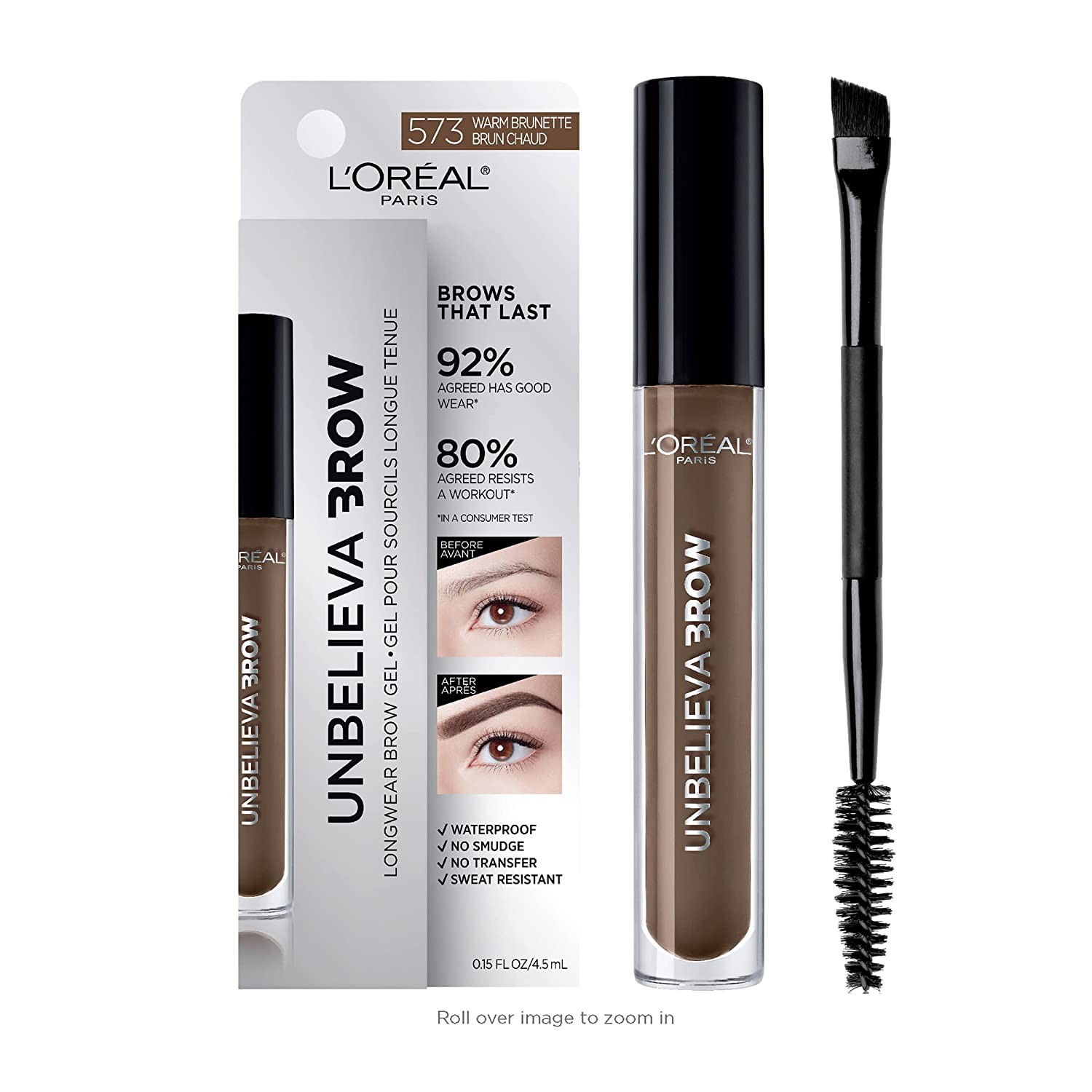 L'Oréal Paris UnbelievaBrow Longwear Waterproof Tinted Brow Gel, Warm