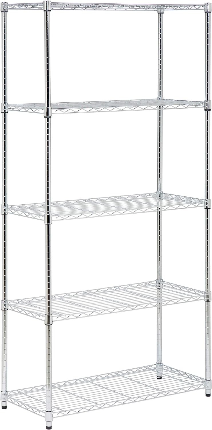 HoneyCanDo 5Tier Adjustable Shelving Unit, Chrome SHF09685 Chrome