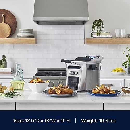 DeLonghi Livenza Deep Fryer, Silver 1Gallon Oil Capacity EasyClean