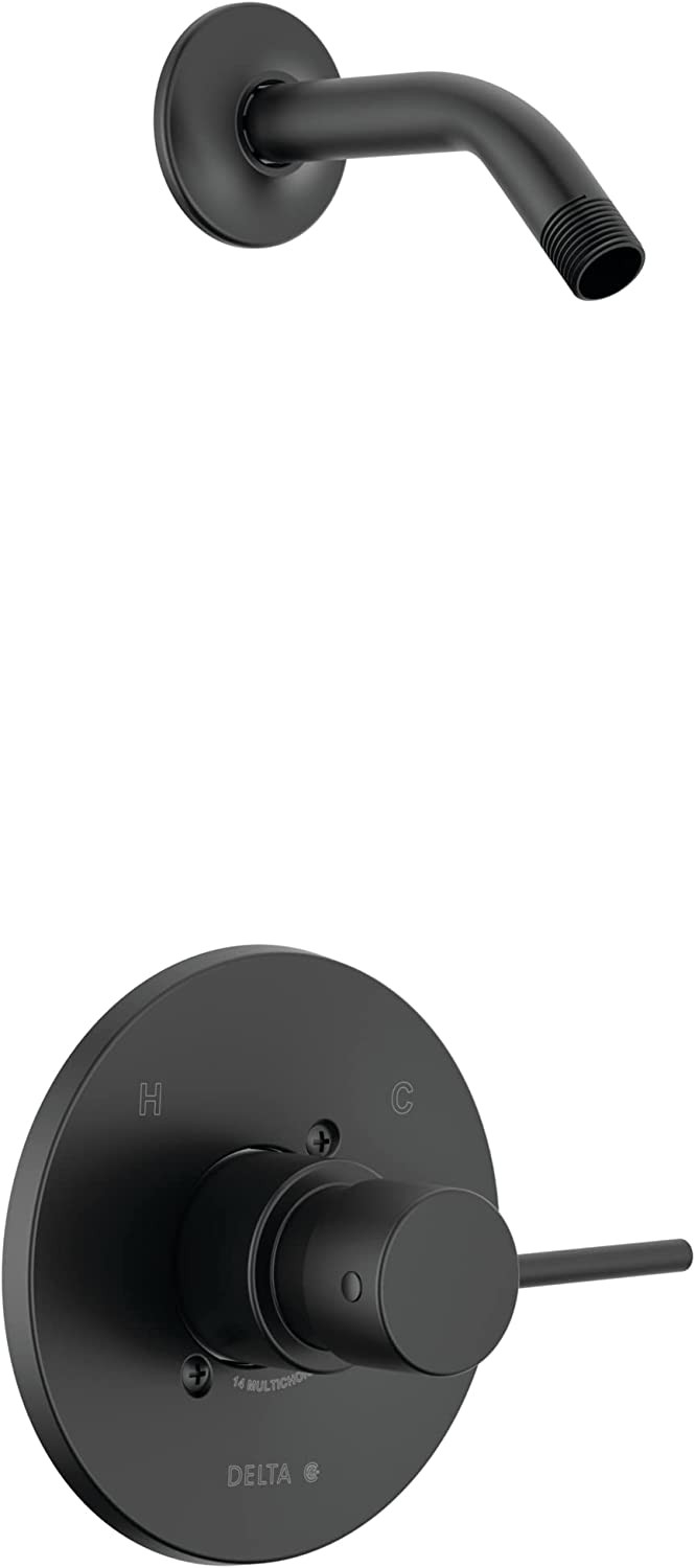 Delta Faucet Modern Single Handle Matte Black Shower Faucet Set, Matte